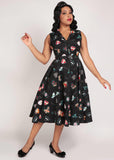 Collectif Caterina Sleeveless Cats Forever 50's Swing Dress Black