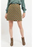 Louche Aubin Deco Fleur Jacquard 60's Mini Skirt Multi